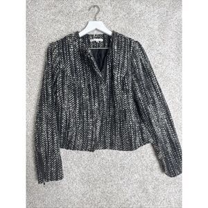 CAbi #529 Over The Moon Wool Tweed Osprey Mockingbird Moto Jacket Coat  Size 8‎